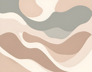 Wall Mural - Soft earth tone pastel color organic shape and curve line art background