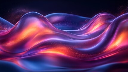 Canvas Print - Abstract flowing liquid form in vibrant colors with sparkling particles