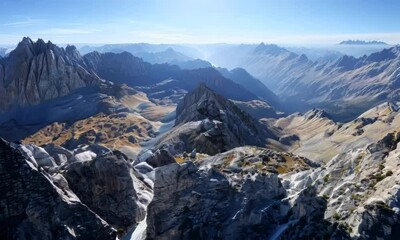 Canvas Print - Majestic mountain range with a clear blue sky, Video