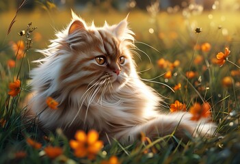 The profile picture features a long-haired ginger cat with a soft, fluffy coat, its green eyes reflecting a serene expression as it looks into the distance. 