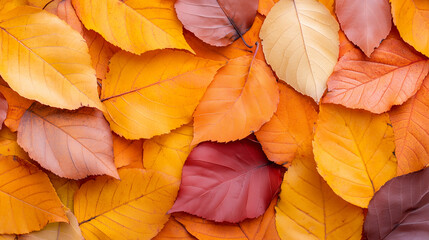 Wall Mural - colorful autumn leaves in various shades on the ground