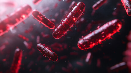 Poster - 3d representation of harmful bacteria present in a body, leading to infection and sickness