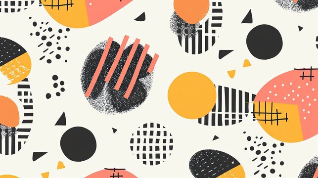 Trendy minimalist seamless pattern with abstract creative geometric composition