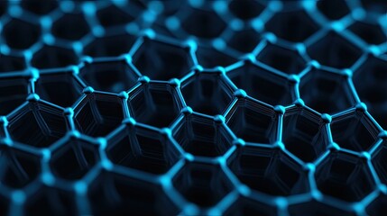 Poster - Abstract image showcasing a blue hexagonal pattern, representing technology, innovation, and connectivity in a digital world.