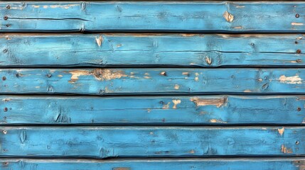 Poster - Old weathered blue painted wood planks background texture