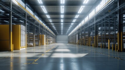 Poster - Inside a state-of-the-art logistics warehouse, showcasing the organized efficiency of goods distribution and storage