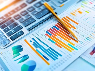 Canvas Print - Business Analysis With Graphs and Charts.