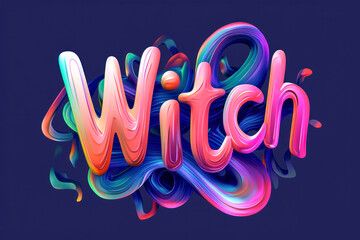 Witch Text Effect Design 3d Gradient Modern Word. Effect Saved In Graphic Style