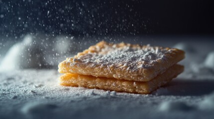 Two Puff Pastry Squares Covered in Powdered Sugar