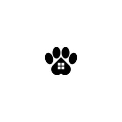 Canvas Print - Paw print house icon isolated on white background