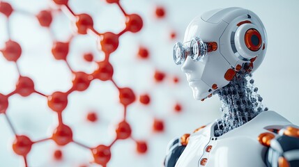 Poster - futuristic robot design highlighting advanced technology and scientific elements, symbolizing innova