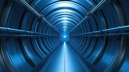 Poster - Futuristic tunnel with glowing lights and metallic details, evoking a sense of depth and advanced technology.