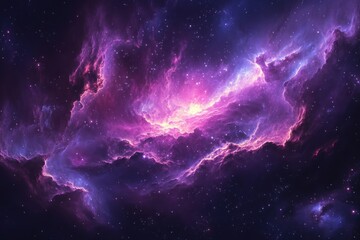 Wall Mural - A Cosmic Nebula with Vibrant Purple and Pink Hues