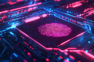 Poster - A digital fingerprint sits in the center of a glowing circuit board.