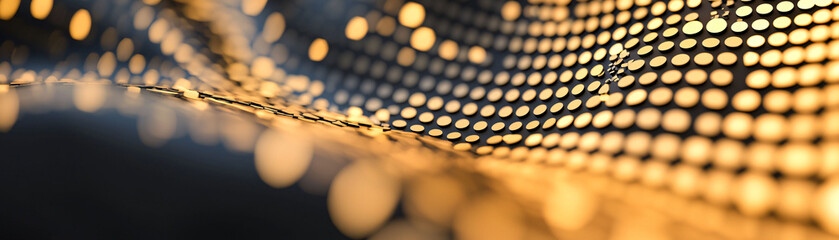 Poster - Golden bokeh lights create mesmerizing pixelated background, evoking sense of warmth and celebration.