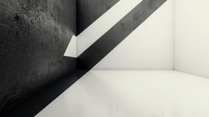 Poster - Contrasting black and white lines create a striking effect in a minimalist interior, showcasing modern design elements and unique angles.