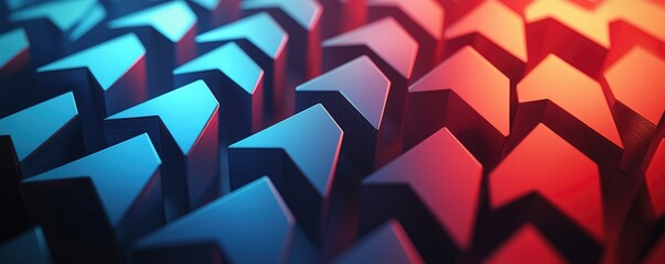 Leinwandbilder - Abstract geometric shapes in blue and red tones create a modern and dynamic textured background