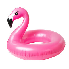 pink inflatable flamingo isolated on transparent background Generative Ai.