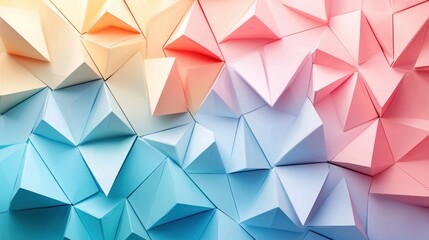 Poster - Colorful geometric paper art display showcasing intricate folded patterns in pastel shades during daylight