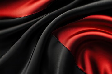 Wall Mural - Abstract red and black silk fabric. Ideal for backgrounds and textures for fashion, design, or luxury projects.