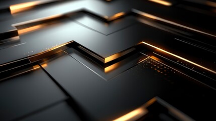 Poster - Abstract geometric pattern with illuminated edges creating a futuristic design in dark tones during the evening