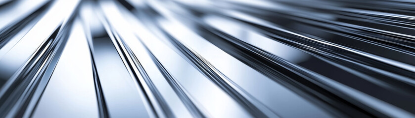 Poster - Shiny metallic elements create clean, modern background with dynamic lines and reflections. This image evokes sense of sleekness and sophistication.