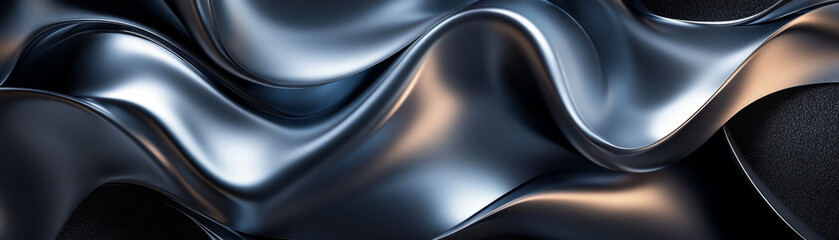 Poster - Glossy 3D shapes on dark textured background create captivating visual. smooth, flowing lines evoke sense of elegance and depth.