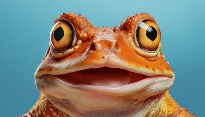 Wall Mural - close up of an orange frog with mouth open