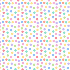 Wall Mural - Seamless pattern with colorful dots.Polka dot repeat pattern isolated on white.Vector graphic background wallpaper.