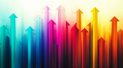 Poster - Colorful arrows in a gradient design representing growth and progress in a dynamic business environment