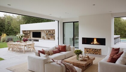 Poster - A living room with a fireplace and a fireplace 14