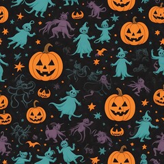 Halloween silhouette Background/5 unique layers of halloween pattern easy to color adjustment.