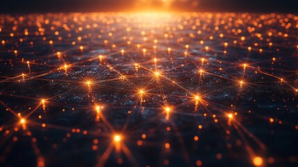 Wall Mural - Abstract digital network with glowing points, connected with lines.