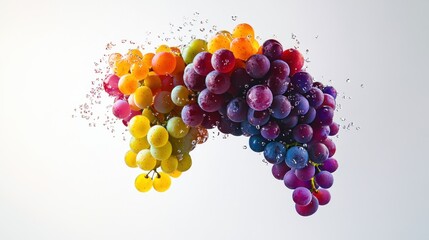 Wall Mural - A Splash of Color: A Bunch of Grapes in Water