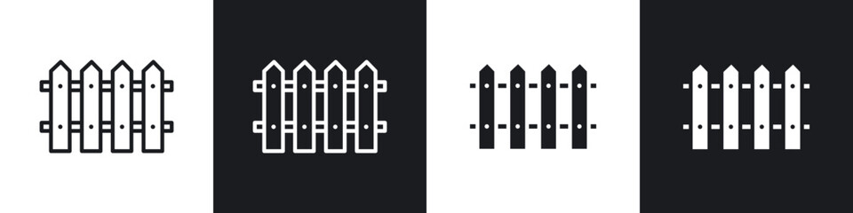 Wall Mural - plank fence icon in filled and stroke