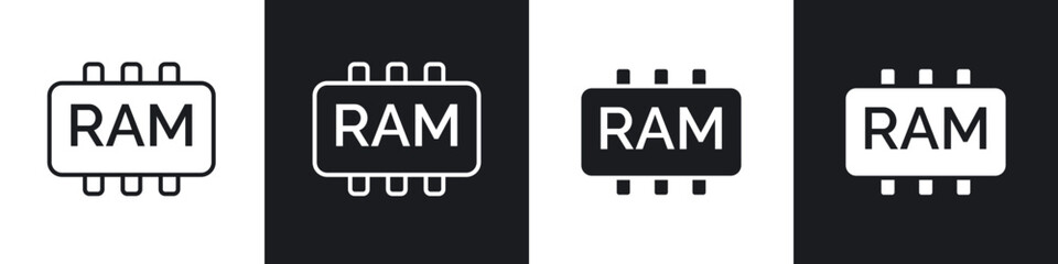 RAM memory icon in filled and stroke