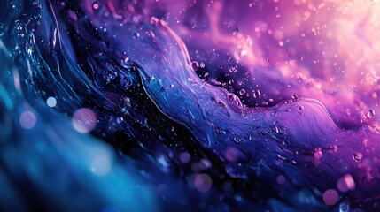 Wall Mural - an abstract fluid landscape painting of a black, blue, dark and purple, depth of field, bokeh