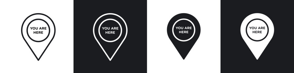 Wall Mural - you are here pointer icon in filled and stroke