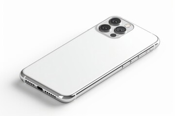 Modern smartphone with triple camera, white background, tech device