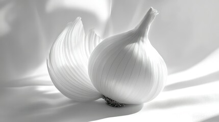 A Single White Onion with a Faded Outer Layer