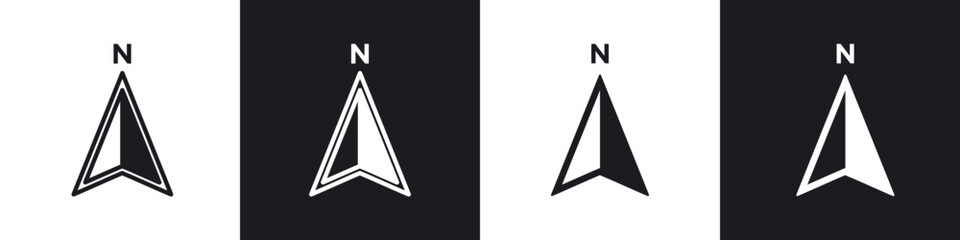 Wall Mural - north icon in filled and stroke