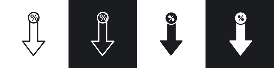 Wall Mural - percent down icon in filled and stroke