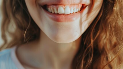 Portrait of a smiling woman with brown eyes and freckles showcasing dental health and oral hygiene, featuring a bright smile and ample copy space