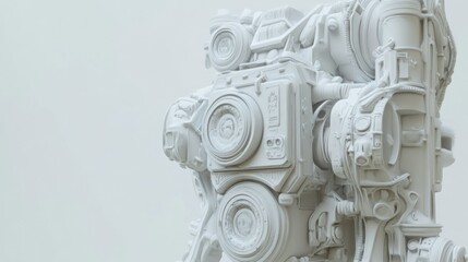 Poster - White Futuristic Machine with Intricate Details