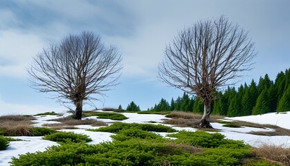 Wall Mural - trees on the bank of lake