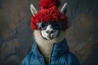 © LukaszDesign - Llama wearing a jacket and sunglasses against a dark backdrop. Innovative marketing idea
