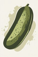 Wall Mural - Stylized Cucumber Illustration with Soft Background