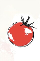 Wall Mural - Illustration of a Fresh Red Tomato with Green Stem