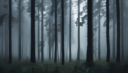 Wall Mural - fog in the forest