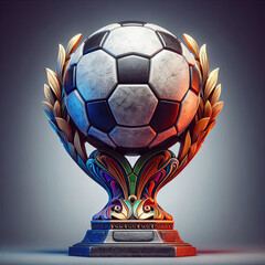 Soccer football trophy 3d illustration isolated on muted plain background